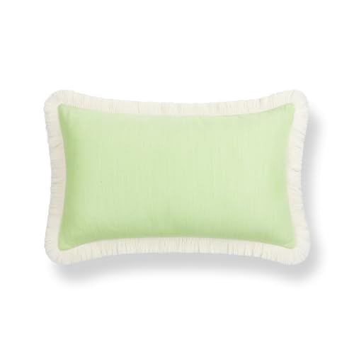 Hofdeco Premium Coastal Hampton Outdoor Performance Lumbar Pillow Cover Only, 12"x20" Water Repellent, UV and Fade Resistant for Backyard, Couch, Poolside, Grass Green Woven Solid - color: Grass Green Solid 12"x20"