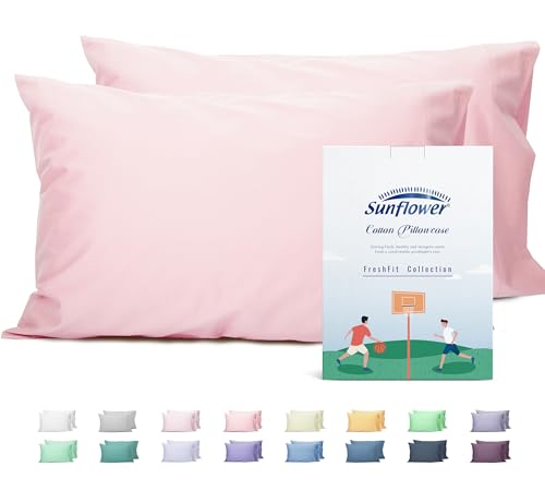 Sunflower Queen Pillowcases Set of 2, 100% Cotton Queen Pillow Cases 2, 20×30 inches Dark Pink, Soft and Breathable - color: Dark Pink, size: Queen (20"x30")