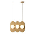 Orbita - Modern 3-Light Wood Linear Pendant Fixture, Frosted Glass Globe Shades, Integrated LED, Warm White, Adjustable Hanging Ceiling Light for Dining, Kitchen, Living Space - color: Orbita - 3 Light