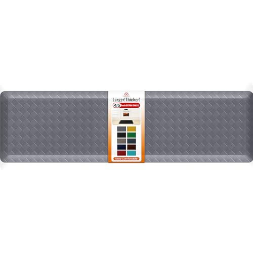 4/5 Inch Extra Thick Kitchen Mats for Floor,Non Slip Anti Fatigue Kitchen Rugs,Waterproof Stain Resistant Sink Mat,Cushioned Standing and Comfort Mats for Office (17"x60" Grey) - color: Grey, size: 60"L x 17"W x 0.8"Th