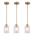 Brass Pendant Lights Kitchen Island - Gold Clear Glass Pendant Light Fixture Multiple Stems Rods 3 Units 12 Inch 3 Units 4 Inch (3 Pack Brass) - color: Brass rod 3PK