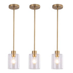 Brass Pendant Lights Kitchen Island - Gold Clear Glass Pendant Light Fixture Multiple Stems Rods 3 Units 12 Inch 3 Units 4 Inch (3 Pack Brass) - color: Brass rod 3PK