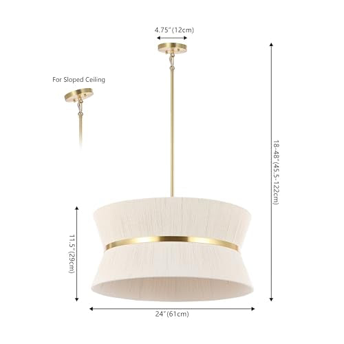 SAFAVIEH Lighting Collection – Alma Bleached Natural Rattan & Brass Gold 4-Light Adjustable Chandelier, Contemporary Glam Hanging Ceiling Fixture with LED Bulbs Included (CHA4037A)