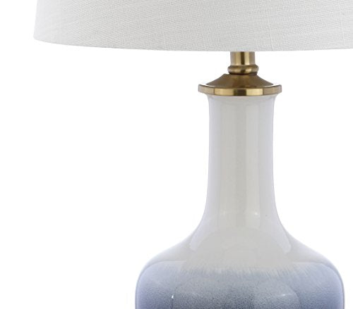 JONATHAN Y JYL3019A Gradient 25" Ceramic/Brass LED Table Lamp Contemporary Traditional Bedside Desk Nightstand Lamp for Bedroom Living Room Office College Bookcase LED Bulb Included, White/Navy - color: White/Navy