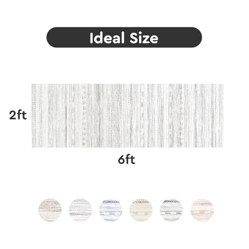 2x6 Runner Rug Machine Washable Non Slip Area Rug Distressed Neutral Moroccan Boho Rug Ultra Soft Floor Runners for Hallways for Entryway Laundry Room Kitchen, Grey - color: Grey, size: 2' x 6' (Runner)