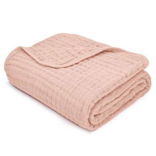 Comfy Cubs Muslin Baby Blanket - Soft, Lightweight, 6-Layer Cotton Swaddle Blankets for Newborns, Infants & Toddlers - 40" x 40" Large, Breathable & Versatile for Sleeping & Tummy Time - Blush - color: Blush, size: Baby - 40" X 40"