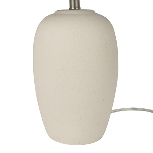 Nourison Home 23" Natural White Ceramic Jar Table Lamp for Bedroom, Living Room, Dining Office, with Off-White Shade - color: Off-White, size: 1 Lamp - Drum Shade