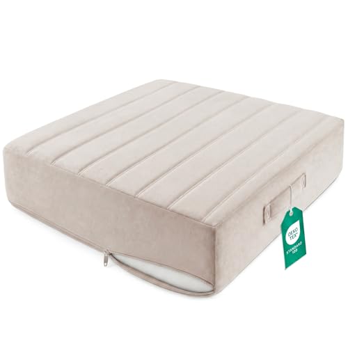 Codi Floor Cushions for Adults, Large Meditation Pillows with Thick Foam and Soft Tufted Covers, Washable Square Seating for Couch and Yoga Sitting, 22×22×5 Inch Ivory - color: Ivory, size: 22 Inch (Pack of 1)