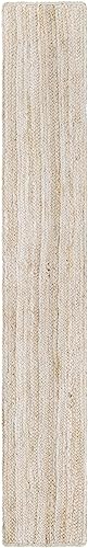 Unique Loom Braided Jute Collection Area Rug - Dhaka (1' 2" x 8' Table Runner, White) - color: White, size: 1'2" x 8' (Table Runner)