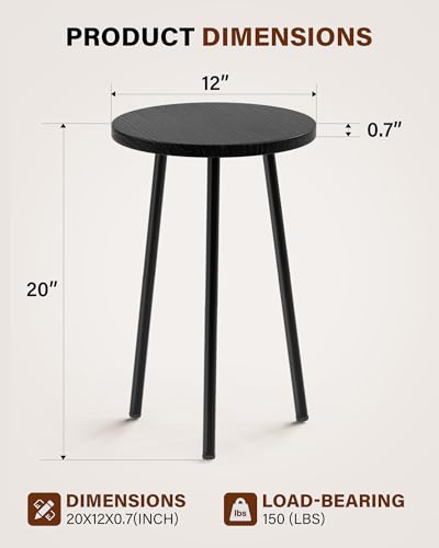 Plant Stand Indoor 2 Pack: Corner Wood 20 Inch Plant Stand Mid Century Modern Decor - Small Round Plant Table for Indoor Plants - Outdoor Plant Holder for Patio Living Room Bathroom Office (Black) - color: Black, size: 20"&20"