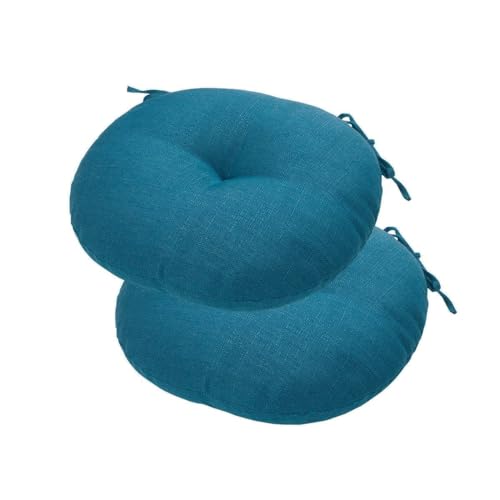 Bistro Chair Cushions 15 inch,Set of 2,Tufted Round Chair Cushions with Ties,15"x15"x4",Water Resistant Round Seat Cushion for Barstool Chairs,Patio Garden Kitchen Outdoor Furniture(Light Blue) - color: Light Blue, size: 15"x15"