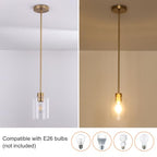 Brass Pendant Lights Kitchen Island,Modern Farmhouse Clear Glass Pendant Light,Gold Light Fixture Kitchen Pendant Mini Hanging Light Fixture for Sink (Brass 2 Pack stem Rod) - color: brass 2 pack stem rod