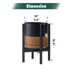 D'vine Dev Ceramic Planter with Ebony Stand - 10 Inch Modern Round Flower Pot with Wood Planter Holder, Black/Speckled Tan, 55-B-L-7 - color: Black/Speckled Tan Pot + Ebony Stand, size: 10 Inch