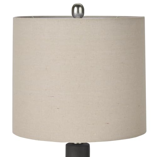 Nourison Home 22" Black Ceramic Table Lamp with Oatmeal Linen Shade for Modern Farmhouse, Bedside Lamp, Living Room Lamp, Small Accent Lamp for Dining Room - color: Black