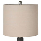 Nourison Home 22" Black Ceramic Table Lamp with Oatmeal Linen Shade for Modern Farmhouse, Bedside Lamp, Living Room Lamp, Small Accent Lamp for Dining Room - color: Black
