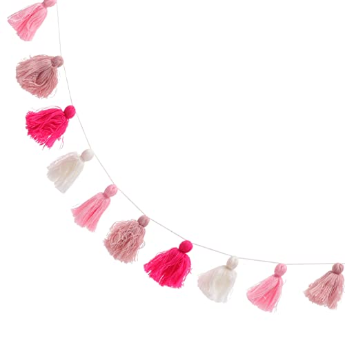 Tassel Hand-Woven Wall Decor Vintage Style Macrame Wall Hanging Decorative Tassel Pendant for Living Room - color: Pink