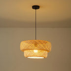 Bamboo Lamp Shade,Hand-Woven Bamboo Rattan Hanging Light Shade,13.77" Rattan Chandelier Shade for Dining Living Bedroom Kitchen Farmhouse 1-Pack - color: Bamboo 13.77 in 1-Pack
