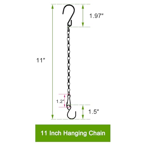 Chain for Hanging Plants,11 Inch Black Hanging Chain, Small Hanging Basket Chain Kits with Hooks for Bird Feeder Hanging Basket Extender Porch Wind Chime (Black, 11 Inch-6PCS) - color: Black, size: 11 Inch-6PCS