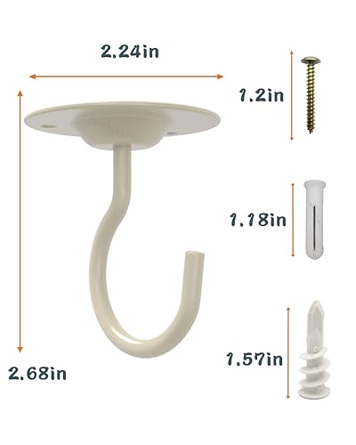 NACETURE Ceiling Hooks for Hanging Plants 3 Pack - Plant Hanger Indoor Hanging Hooks Metal Plant Bracket Iron Lanterns Hangers for Wind Chimes (White 3 Pack) - color: White 3 Pack