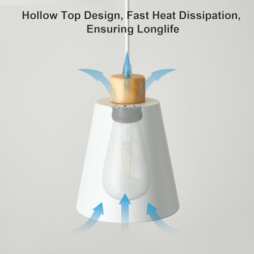 Mini Pendant Light Fixtures White Wood Pendant Lighting for Kitchen Island 7.87in Cone Modern Ceiling Hanging Lights Hollow Shade Nordic Island Light for Counter, Bar, Hallway - color: White
