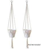 2 Pack Macrame Plant Hanger 47 Inches,Indoor Plant Hanger with Tassel for Boho Home Decor, Hanging Plant Holder with 2 Hooks (Ivory)