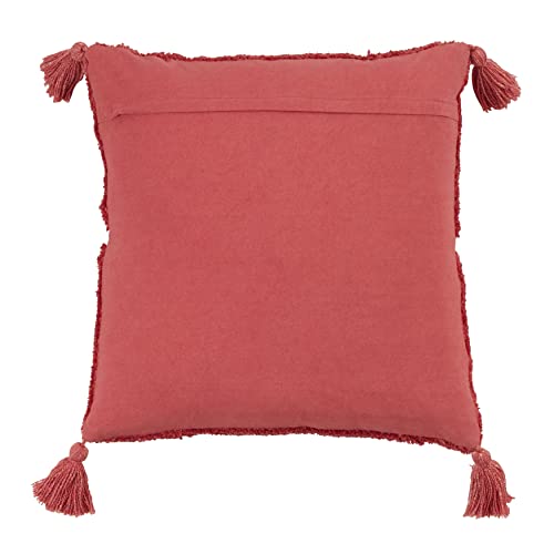 SARO LIFESTYLE Allman Collection Tufted Diamond Tassel Throw Pillow with Poly Filling, 18", Rust - color: Rust, size: 18" Poly