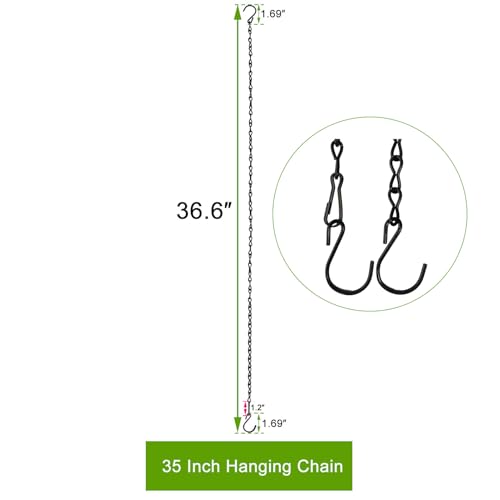 Chain for Hanging Plants,35 Inch Black Hanging Basket Chain Kits with Hooks for Bird Feeder Hanging Plant Extender Porch Wind Chime (Black, 35 Inch-2PCS) - color: Black, size: 35 Inch-2PCS