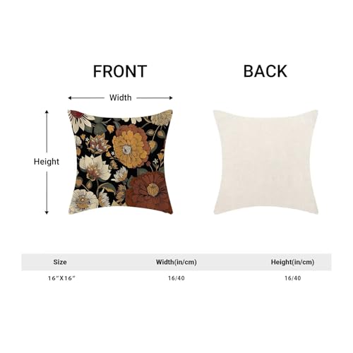 Boho Floral Pillow Covers 16x16 Inch Set of 2, Modern Abstract Outdoor Decorative Retro Bohemian Flower Throw Pillows Mid Century Tropical Leaves Couch Cushion Case for Chair Sofa Bedroom - color: Vc3, size: 16" x 16" (Pack of 2)