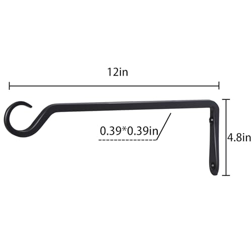 AILIN YELOKIE 12" Plant Hangers 8-Pack - Heavy Duty Rust-Resistant Steel Hooks for Bird Feeders, Indoor/Outdoor Plants & Wall Decor, Black - color: Black, size: 12in-8-Black