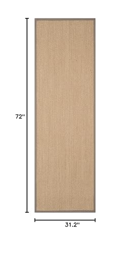 SAFAVIEH Natural Fiber Collection Runner Rug - 2'6" x 6', Maize & Grey, Sisal, Woven Design with Border (NF141G) - color: Maize/Grey, size: 2'6" x 6' (Runner)
