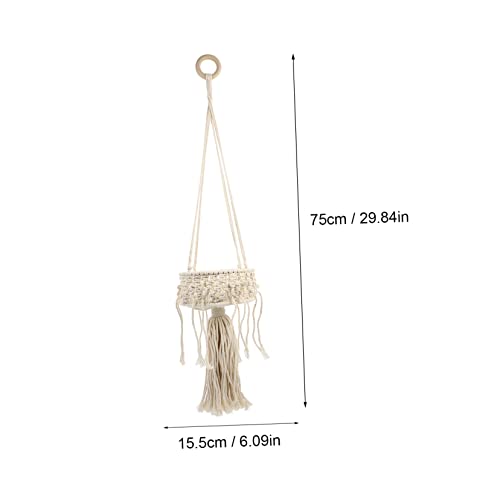 Toddmomy Bohemian Woven Storage Basket for Home Decor Round Cotton Rope Hanging Plant Container White Color Decorative Basket for Indoor Plants and Organizing