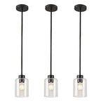 Black Pendant Lights Kitchen Island - Seeded Glass Pendant Light Fixture Multiple Stems Rods (3 Pack with Rod seeded Glass) - color: 3 pack with rod seeded glass