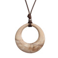 Leather Necklace for Women Long Boho Pendant Hippie Choker Necklace Bohemian Layered Leather Rope Wooden Jewelry Gifts - style: Large Pendant Necklace
