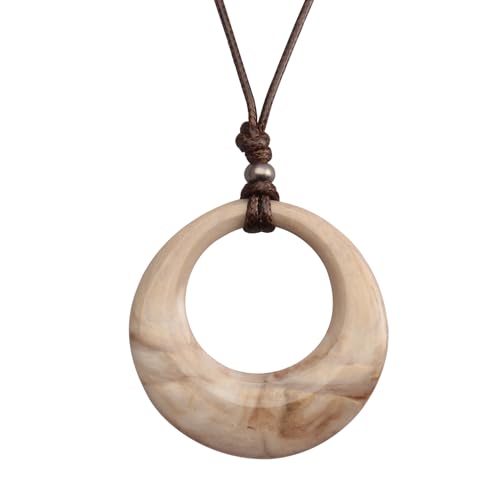Leather Necklace for Women Long Boho Pendant Hippie Choker Necklace Bohemian Layered Leather Rope Wooden Jewelry Gifts - style: Large Pendant Necklace