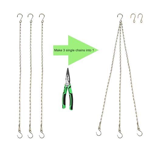 Chain for Hanging Plants,25 Inch Gold Hanging Chain,Hanging Basket Chain Kits with Hooks for Bird FeederHanging Plant Extender Porch Wind Chime (Gold, 25 Inch-4PCS) - color: Gold, size: 25 Inch-4PCS