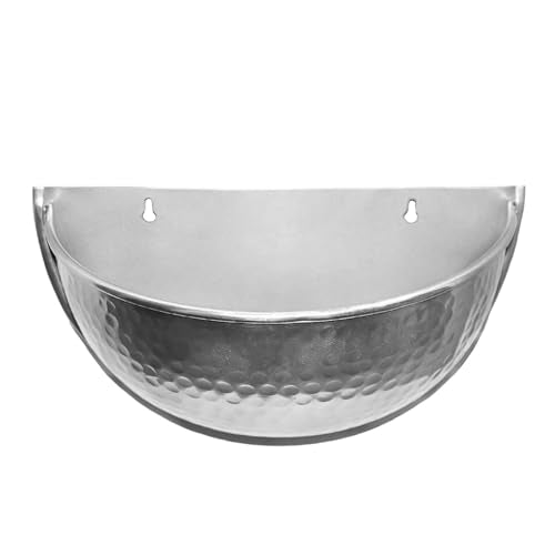 Allegorie Metal Wall Planter | Indoor or Outdoor Hanging Plant Pot | Farmhouse Decor & Boho Kitchen Decoration for Herbs & Succulents 12x7 (Silver) - color: Silver