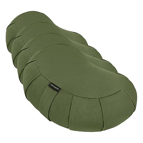 Retrospec Sedona Zafu Meditation Cushion Filled w/Buckwheat Hulls - Yoga Pillow for Meditation Practices - Machine Washable 100% Cotton Cover & Durable Carry Handle; Crescent, Basil (Pack of 4) - color: Basil, size: 1 Count (Pack of 4)