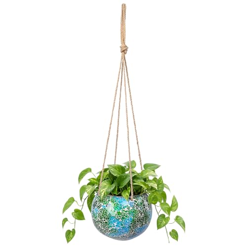 Hanging Planter Mosaic Garden Pot Small Flower Pot for Indoor Plant Disco Ball Hanging Planter with Drainage Green - color: Green
