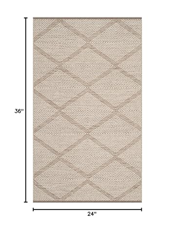 SAFAVIEH Montauk Collection Accent Rug - 2' x 3', Beige, Handmade Cotton, Ideal for High Traffic Areas in Entryway, Living Room, Bedroom (MTK821E) - color: Beige, size: 2' x 3' (Rectangular)
