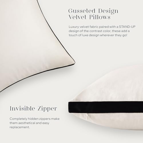 Phantoscope Pack of 2 Velvet Throw Pillow Covers, Decorative Soft Velvet Pillows Accent Double-Sided Gusseted Design, Square Cushion Case for Couch Sofa Bed, Off White, 18 x 18 inches 45 x 45 cm - color: Cream White