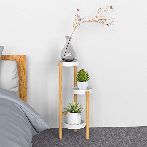 Bamboo Plant Stands for Indoor Plants, Tall Plant Stands for Corner Plant Shelf Multiple Flower Holder for Indoor Outdoor Garden Patio Balcony Living Room (3-tier)