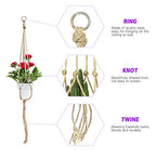 Swpeet 6 Pack 3 Sizes Macrame Hanging Planter Holder Plant Hanger with 6 Pack 2.9 Inch Ceiling Cup Hooks Kit, Hanging Planter Basket Rope Holder for Indoor Outdoor Decorations Beautiful Hanging