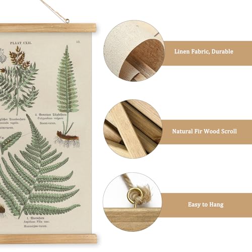 2 Pack Vintage Poster Hanger Frame, Retro Style Wall Decor Art Painting, Patterns are Printed on Linen Without Fading, Living Room Office Classroom Bedroom Playroom Apartment Decor. (Ferns) - color: 2 x Fern Botanical, size: 23"L x 16"W