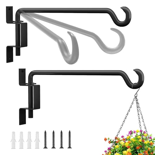 2 Pack 11.5 inch Swivel Plant Hanger Hook Indoor Outdoor, Rotatable Plant Wall Hooks, Hanging Brackets for Hanging Flower Basket, Bird Feeder, Wind Chimes