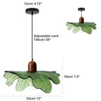 Modern Green Glass Pendant Light Fixtures 2-Pack Flower Pendant Lights Kitchen Island 59“ Adjustable Hanging Ceiling Lighting Wooden Grain Hanging Lamp for Farmhouse Dining Room - color: Green, 2 Pack