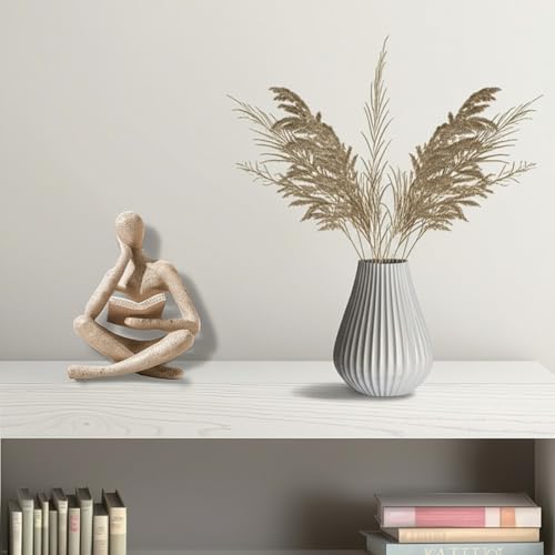 Creative Aesthetic Character Reading Thinker Decoration for Living Room Study Wine Cabinet Stylish Shelf Housewarming Gift,Abstract Accessories for Bar Coffee Shop Decor Ornaments,Beige-A