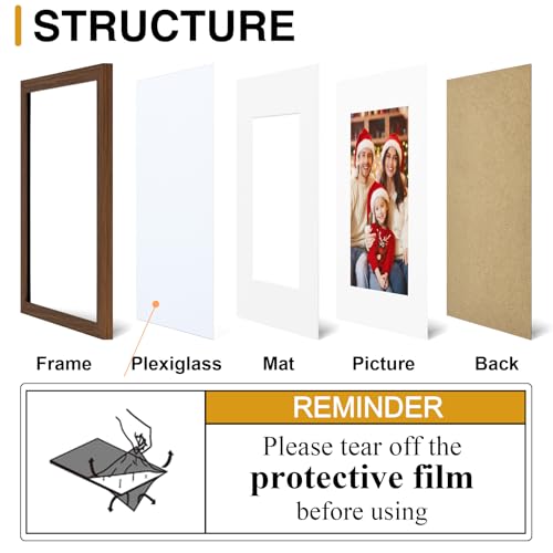 decorUhome 4x6 Picture Frame Set of 10, Display Photos 3.5x5 with Mat or 4x6 Unmatted for Picture Frames Collage Wall Decor, Brown - color: Brown, size: 4x6