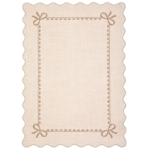 GarveeHome Scalloped Bow Rug for Living Room, Solid Beige Rug for Dorm, Washable Rugs 3x5 Soft Low Pile Non Slip Scalloped Rugs for Nursery Bedroom Decor Hallway Kids Room Playroom - color: Beige, size: 3' x 5' (Rectangular)