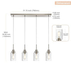 4-Lights Pendant Light Fixtures, Modern Brushed Nickel Kitchen Island Lighting with Clear Glass Shade, Adjustable Hanging Ceiling Lamp - color: Brushed Nickel, size: 4-Light