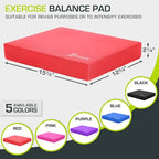ProsourceFit Exercise Balance Pad, Non-Slip Cushioned Foam Mat & Knee Pad for Fitness and Stability Training, Yoga, Physical Therapy - color: Red, size: L - (15.5" x 12.75")